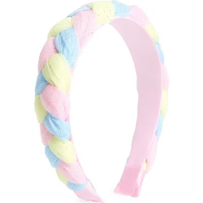 Cara Kids'  Braided Pastel Headband In Pink Multi