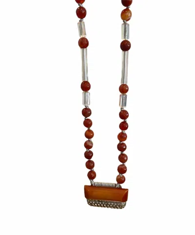 Cara Brown Designs Agate Found Object Necklace In Orange In Red