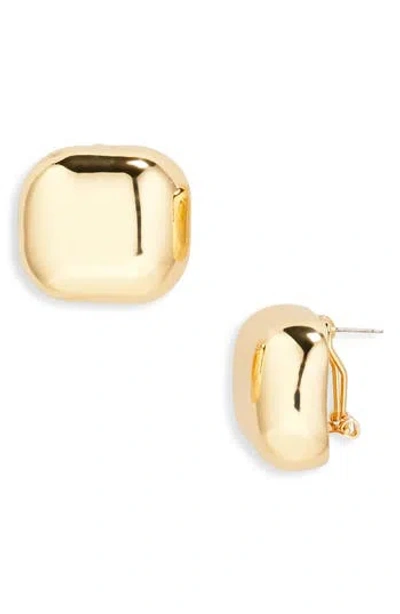 Cara Button Cushion Stud Earrings In Gold