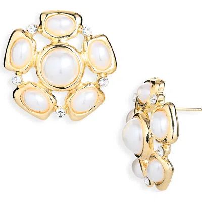 Cara Button Stud Earrings In Gold