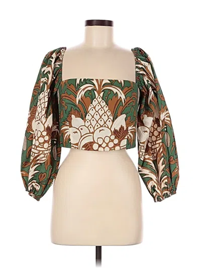 Pre-owned Cara Cara 3/4 Sleeve Blouse In Brown