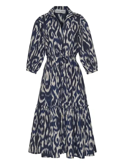 Cara Cara Abstract-pattern Print Tiered Dress In Blue