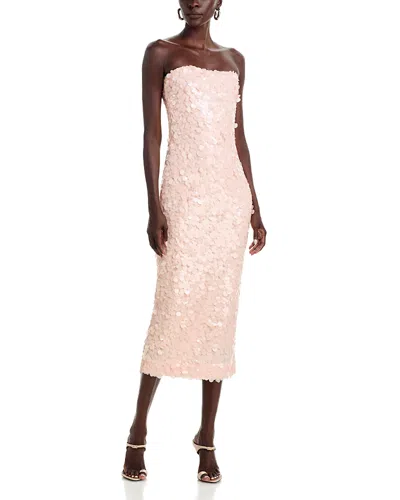 Cara Cara Adelina Sequined Strapless Midi Dress In Pink