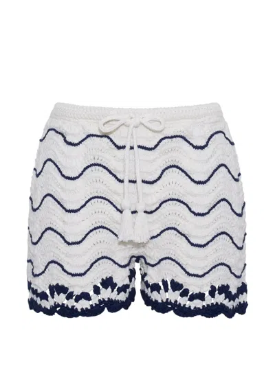 Cara Cara Aicha Wave-stripe Crochet Shorts In White