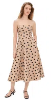 Cara Cara Spots-print Strapless Midi Day Dress In Spot Ginger Root