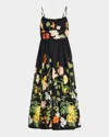 Cara Cara Alba Floral Midi Dress In Nectar Black