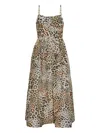 Cara Cara Alba Gathered Leopard-print Linen And Silk-blend Organza Midi Dress In Animal Print