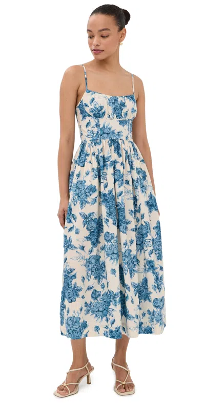 Cara Cara Alba Midi Dress Tossed Floral Blue In Multi