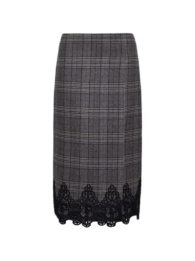 Cara Cara Allie Lace-trimmed Check Midi Skirt In Multi