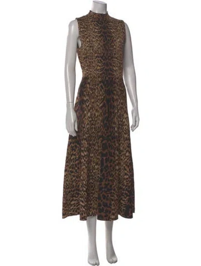 Pre-owned Cara Cara Animal Print Long Dress W/ Tags In Brown