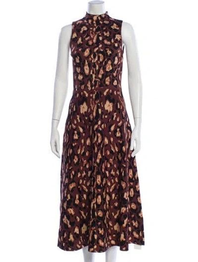 Pre-owned Cara Cara Animal Print Midi Length Dress W/ Tags In Multi