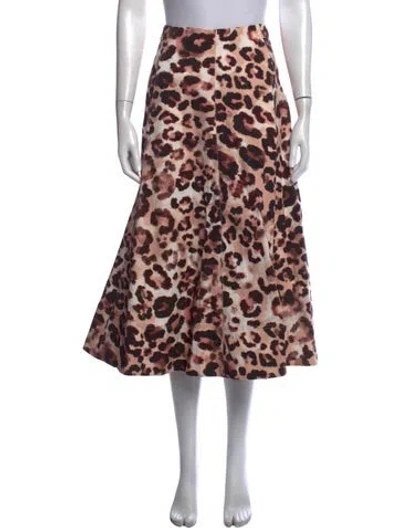 Pre-owned Cara Cara Animal Print Midi Length Skirt W/ Tags In Brown