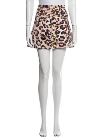 Pre-owned Cara Cara Animal Print Mini Skirt W/ Tags In White