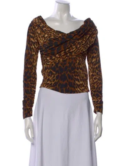 Pre-owned Cara Cara Animal Print Off-the-shoulder Blouse In Multi