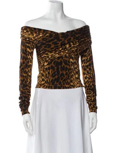 Pre-owned Cara Cara Animal Print Off-the-shoulder Top In Multi