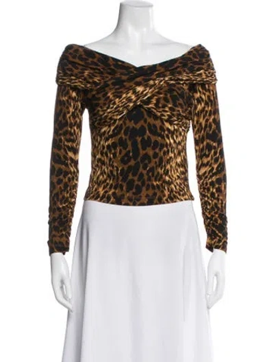 Pre-owned Cara Cara Animal Print Off-the-shoulder Top In Multi