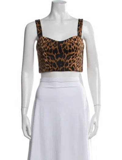 Pre-owned Cara Cara Animal Print V-neck Crop Top In Multi