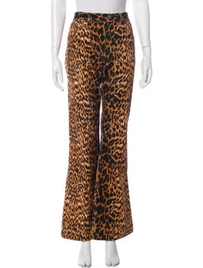 Pre-owned Cara Cara Animal Print Wide Leg Pants In Brown