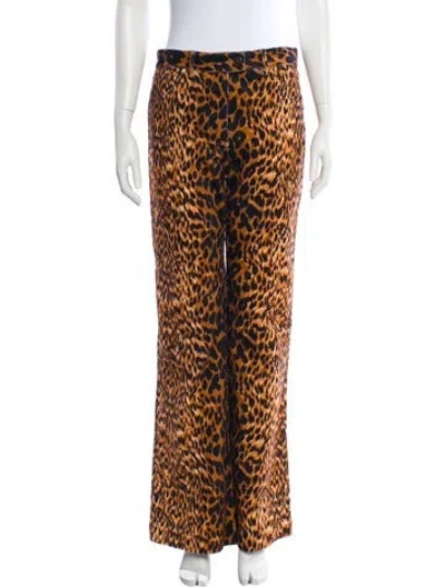 Pre-owned Cara Cara Animal Print Wide Leg Pants W/ Tags In Brown