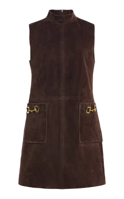 Cara Cara Areeva Lamb Suede Mini Dress In Brown