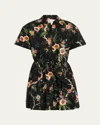 Cara Cara Asbury Floral-print Self-tie Mini Dress In Black