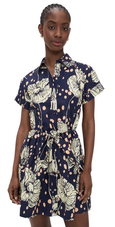 Cara Cara Asbury Mini Dress Dotted Flora Navy In Blue