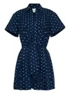 Cara Cara Asbury Polka-dot Tie-waist Mini Dress In Blue