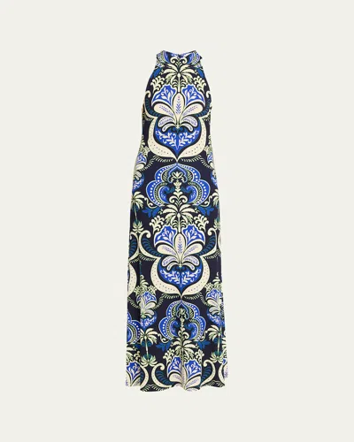 Cara Cara Asher Printed Halter Maxi Dress In Palm Pavilion Cobalt