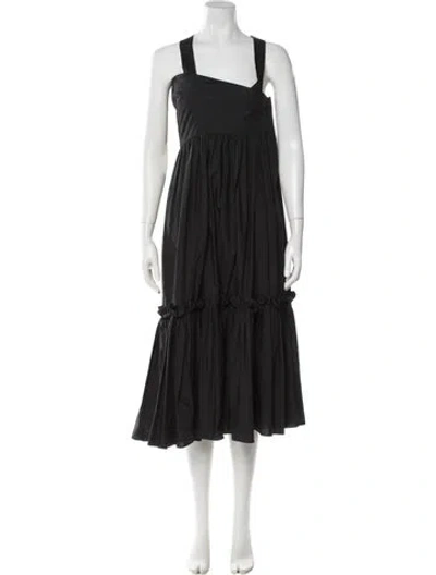 Pre-owned Cara Cara Asymmetrical Midi Length Dress In Black