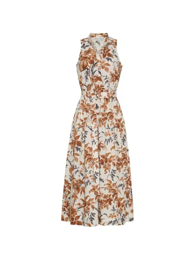 Cara Cara Atlas Floral-pattern Midi Dress In Brown