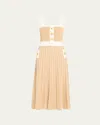 Cara Cara Aurora Fit & Flare Sleeveless Knit Midi Dress In Tan Ivory