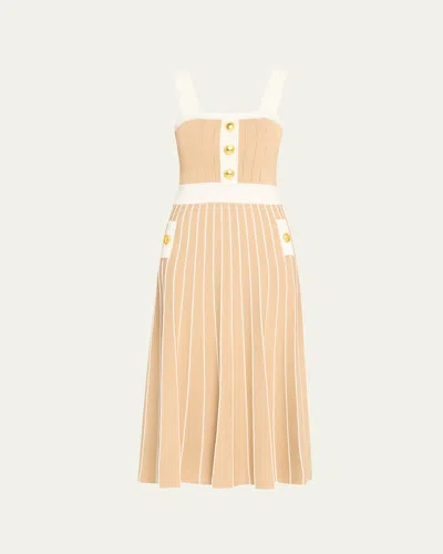 Cara Cara Aurora Fit & Flare Sleeveless Knit Midi Dress In Tan Ivory