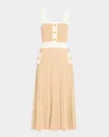 Cara Cara Aurora Fit & Flare Sleeveless Knit Midi Dress In Tan Ivory
