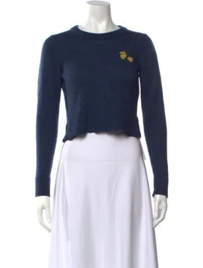 Pre-owned Cara Cara Baby Alpaca Graphic Print Sweater In Blue
