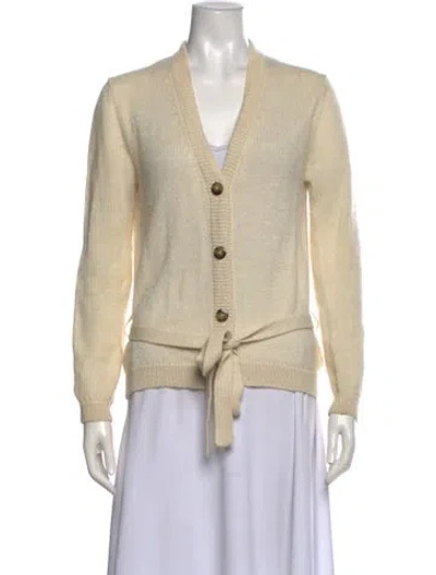 Pre-owned Cara Cara Baby Alpaca V-neck Sweater In Neutral