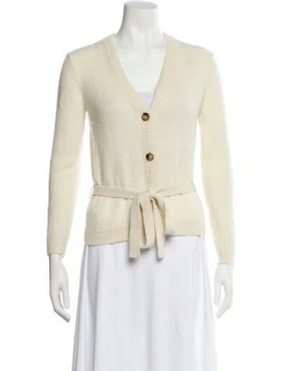 Pre-owned Cara Cara Baby Alpaca V-neck Sweater In Neutral