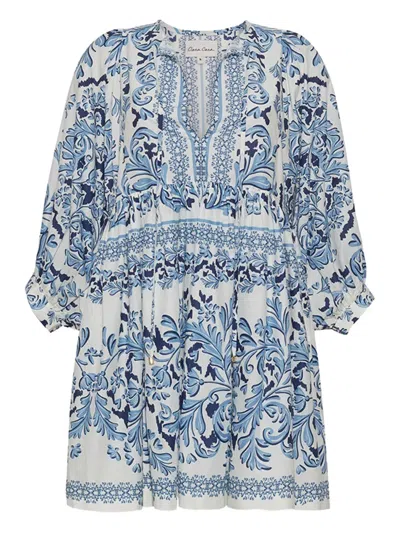 Cara Cara Baroque-print Mini Dress In Blue