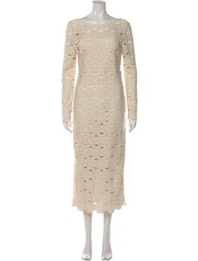 Pre-owned Cara Cara Bateau Neckline Long Dress In Neutral