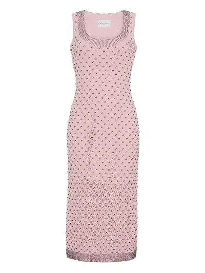 Cara Cara Beaded Midi Dress In Pink