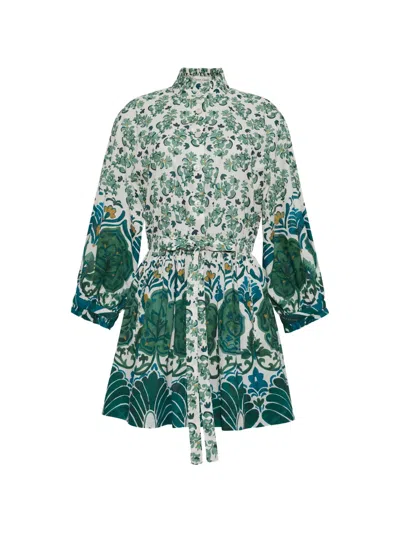 Cara Cara Beatrice Floral-print Mini Dress In Green