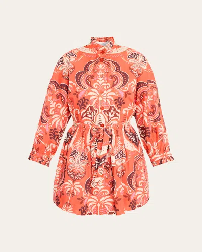 Cara Cara Beatrice Printed Mini Shirtdress In Orange