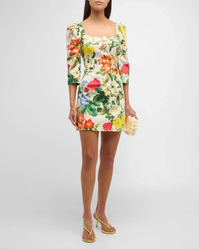 Cara Cara Belinda Puff-sleeve Stretch Cotton Sateen Mini Dress In Egret Kingston Fl