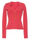 Cara Cara Belleport Ribbed Buttoned Top In Red