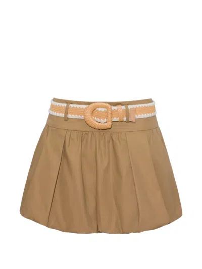 Cara Cara Belted Bubble-hem Shorts In Brown