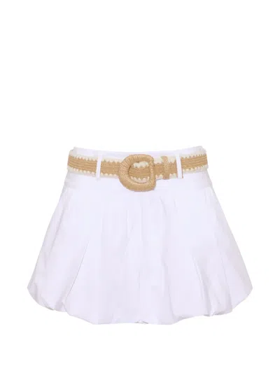 Cara Cara Belted Bubble-hem Shorts In White