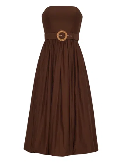 CARA CARA BELTED STRAPLESS MIDI DAY DRESS