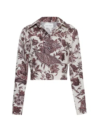 Cara Cara Berry Floral-print Cropped Shirt In Multi
