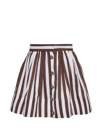 Cara Cara Betty Striped Mini Skirt In Brown