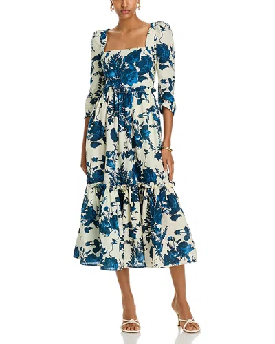 Cara Cara Blue Hill Linen Midi Dress In Rosehp Blue