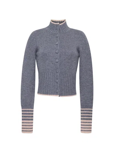 Cara Cara Bowery Ribbed-knit Cardigan In Gray